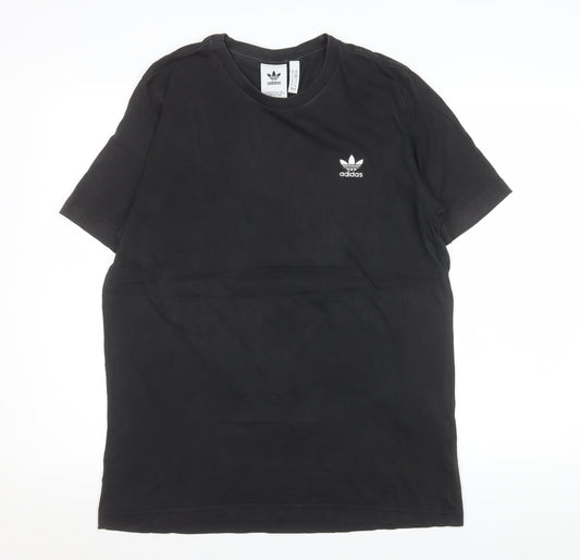 Adidas Men's Black Cotton Crew Neck Short Sleeve T-Shirt Size M