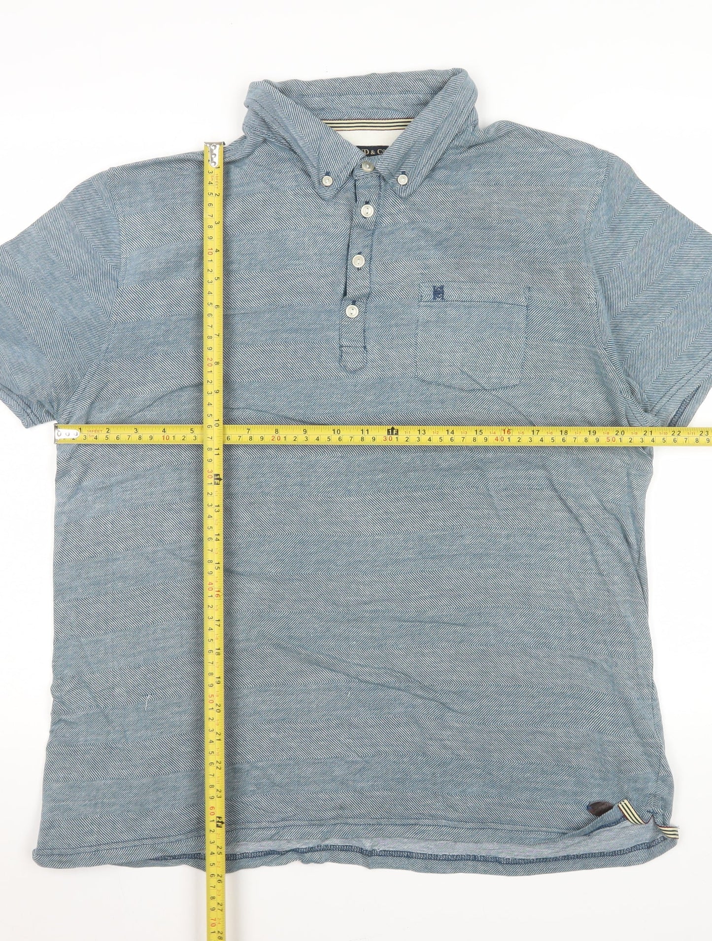Hammond & Co Men’s Blue Cotton Short Sleeve Polo Shirt Size L