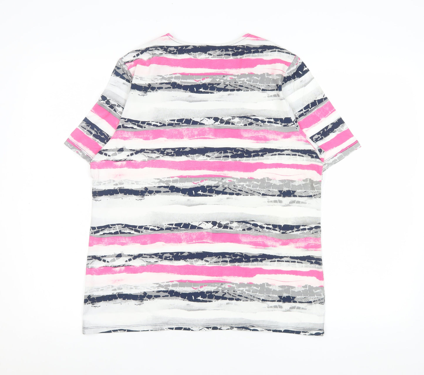 Les Collections Mat Women’s Multicoloured Striped Beaded T-Shirt L