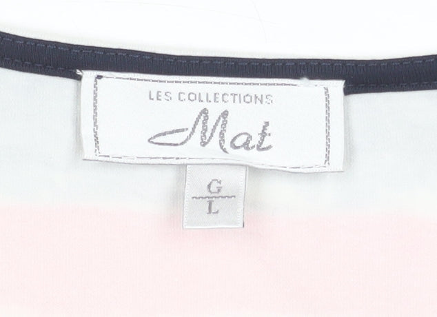 Les Collections Mat Women’s Multicoloured Striped Beaded T-Shirt L