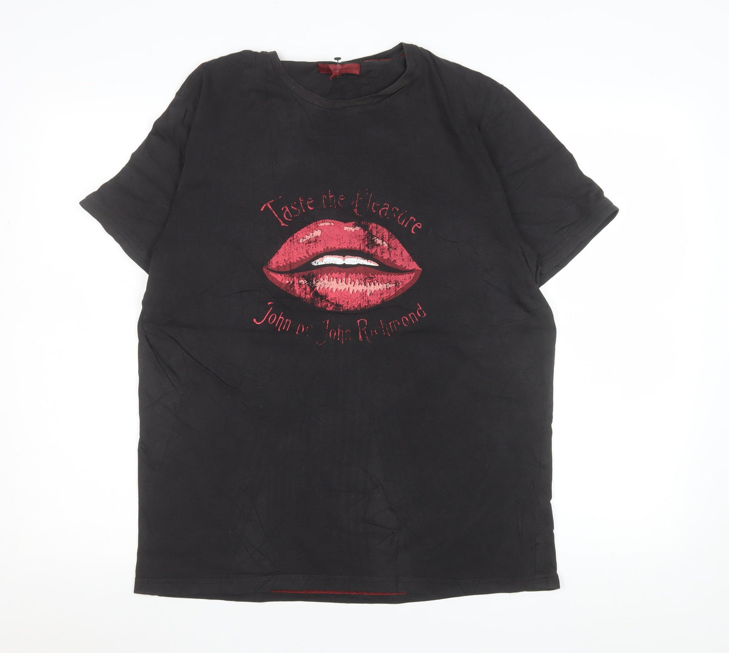 John Richmond Men's Black Graphic Lips Rock T-Shirt Size M