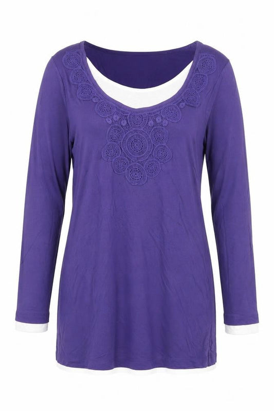 Front view of Kaleidoscope Women’s Purple Long Sleeve Tunic Blouse UK 14