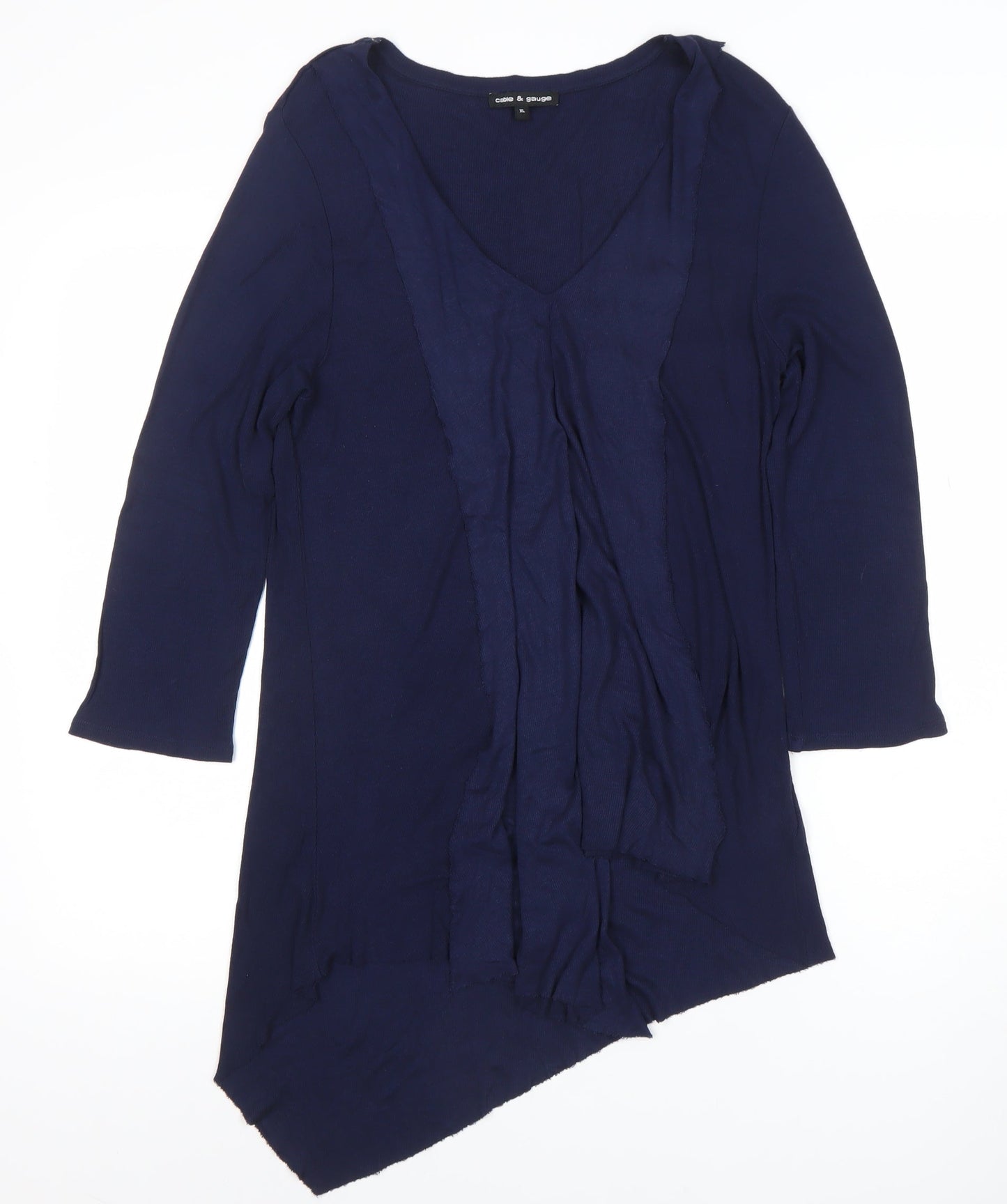 Cable & Gauge Women's Blue XL V-Neck Long Sleeve Tunic Blouse