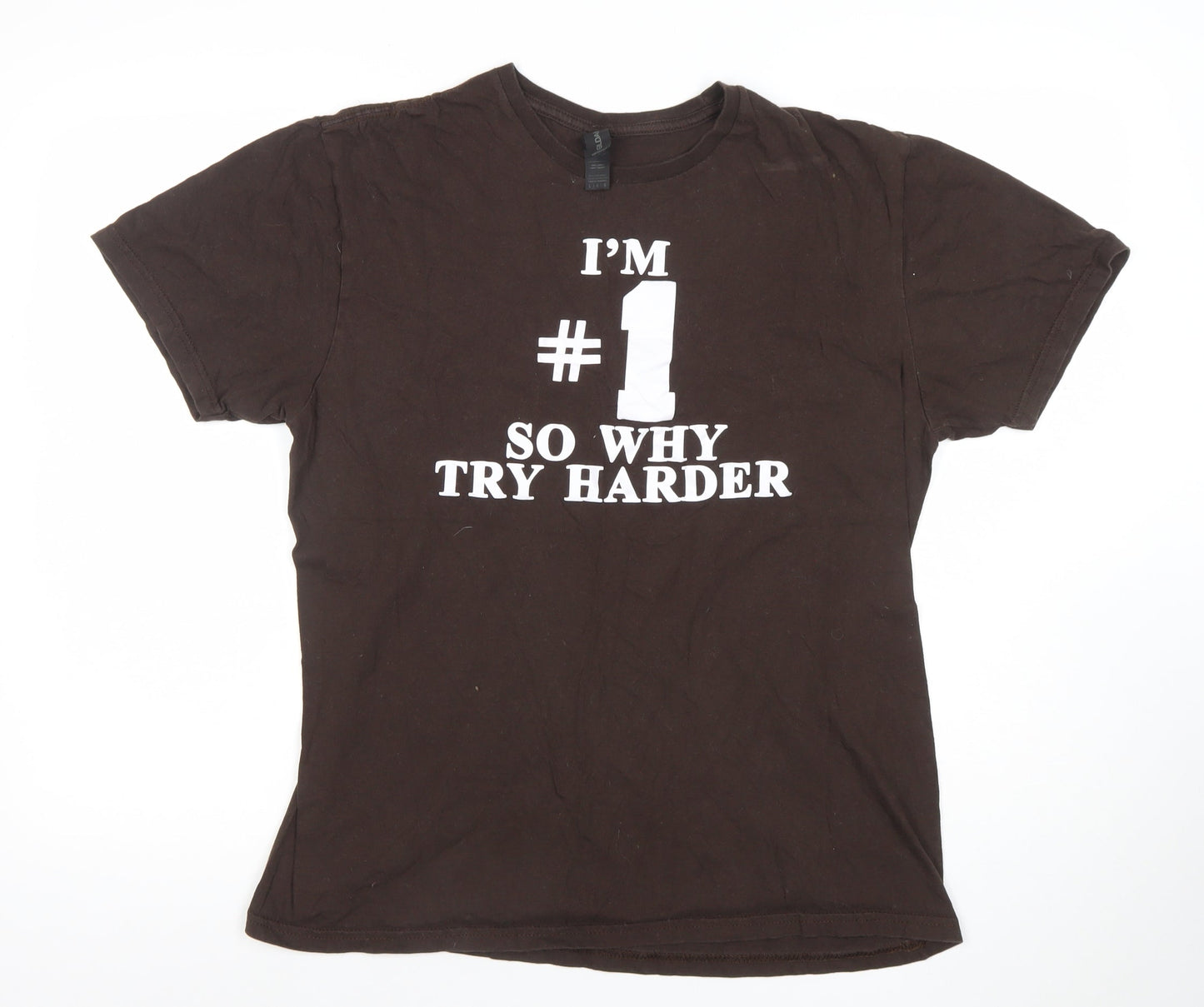 Gildan Women’s Brown Funny Quote Cotton T-Shirt Size L