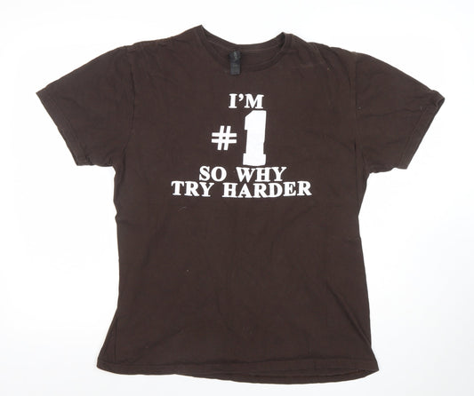 Gildan Women’s Brown Funny Quote Cotton T-Shirt Size L