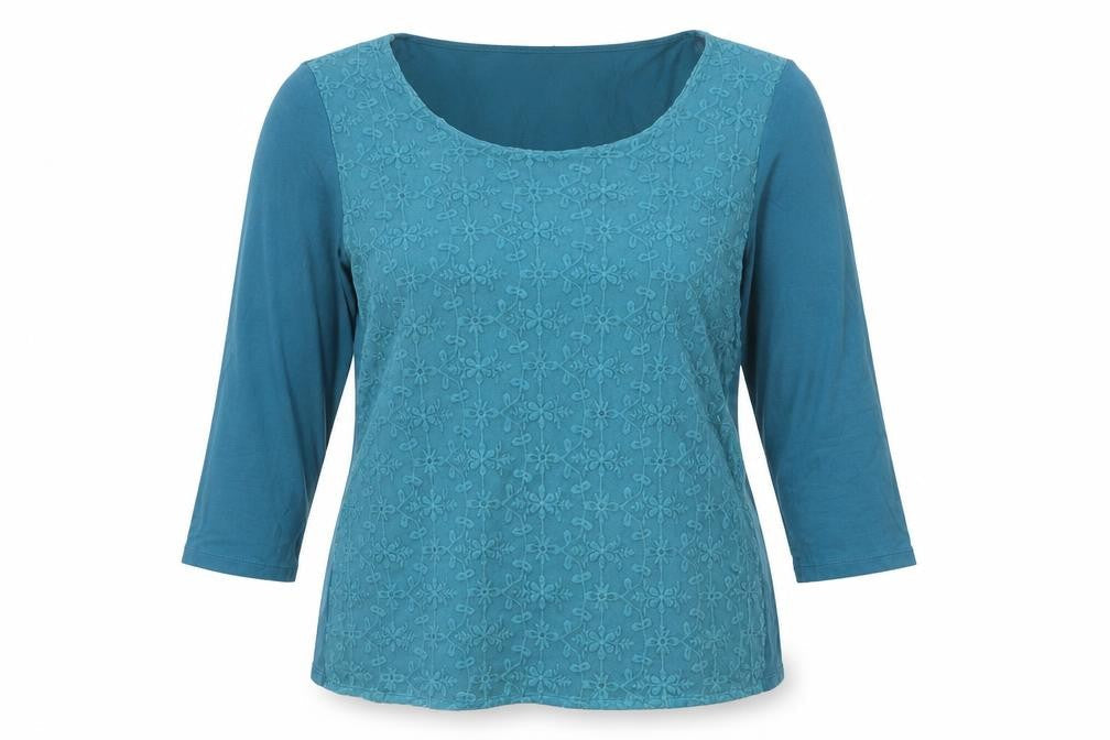 Palmer Women Blue Embroidered Lace Tunic Blouse Size 10