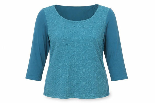 Palmer Women Blue Embroidered Lace Tunic Blouse Size 10