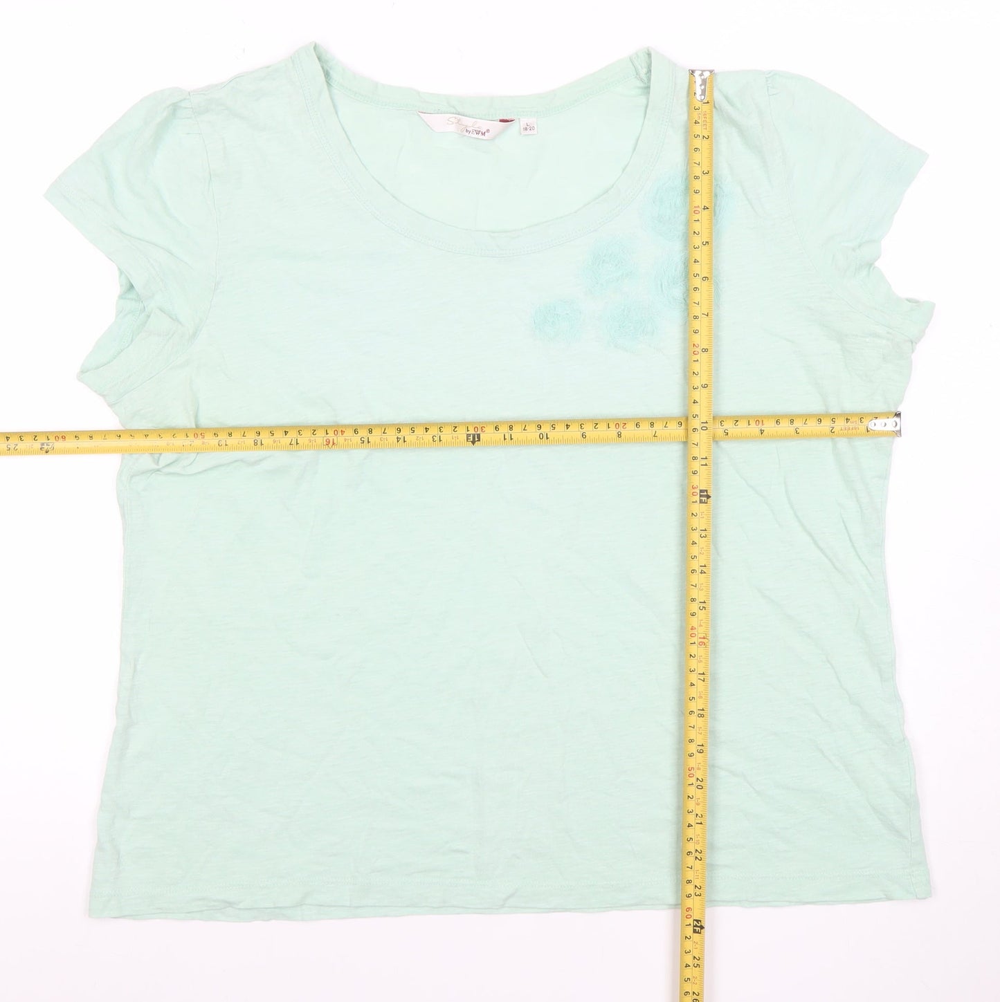 Style by EWM Womens Mint Green Short Sleeve Cotton T-Shirt L 18-20