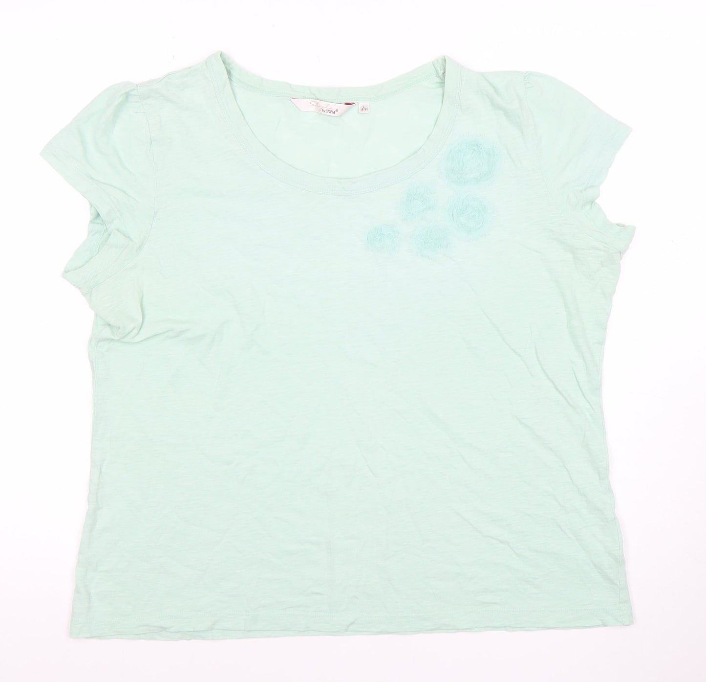 Style by EWM Womens Mint Green Short Sleeve Cotton T-Shirt L 18-20