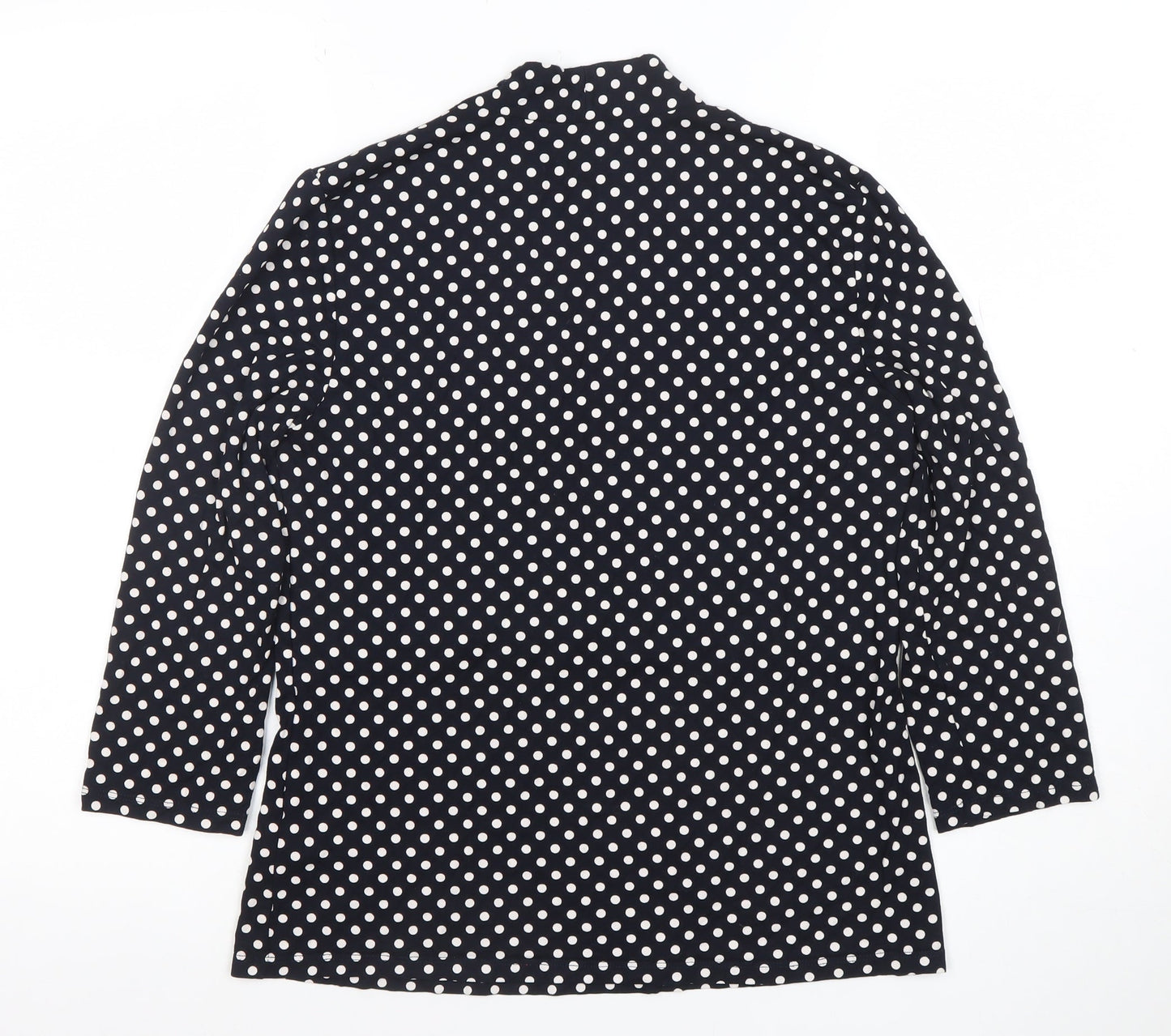 Hobbs Women's Black Polka Dot V-Neck Jersey Tunic Blouse M