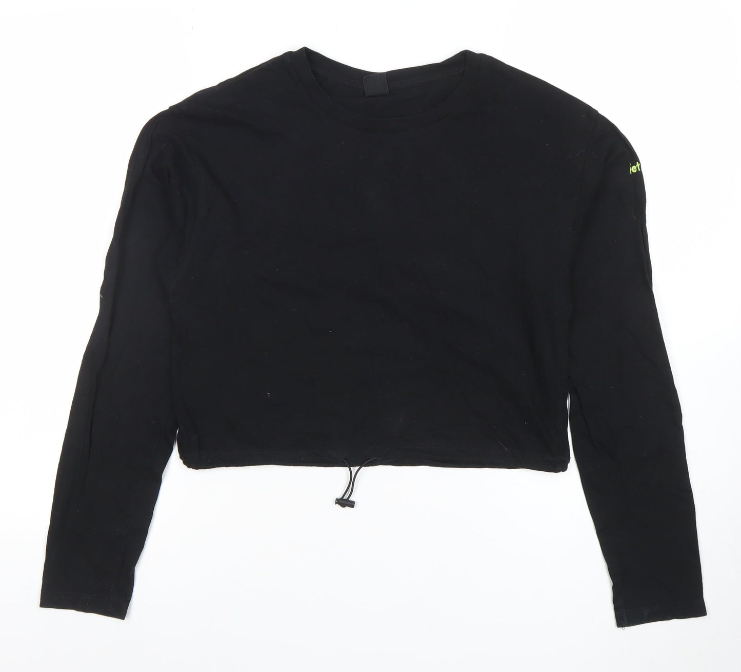 Urban Outfitters Women's Black Cropped Long Sleeve Cotton T-Shirt S