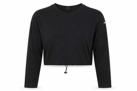 Urban Outfitters Women's Black Cropped Long Sleeve Cotton T-Shirt S