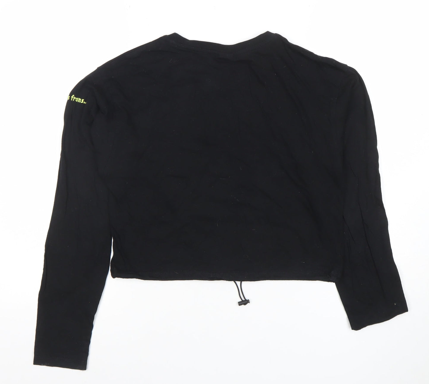 Urban Outfitters Women's Black Cropped Long Sleeve Cotton T-Shirt S