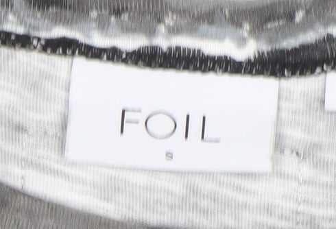FOIL Women’s Grey Striped Asymmetric Hem 3/4 Sleeve Jersey Top Size S