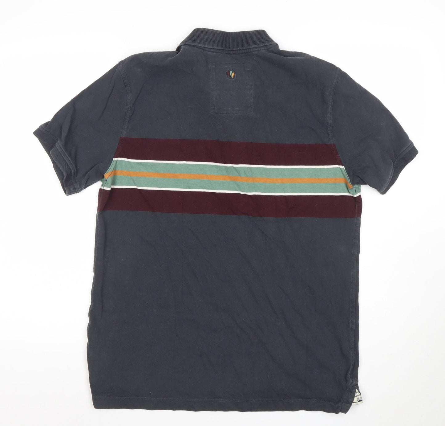 FatFace Men's Blue Striped Organic Cotton Polo Shirt Size L