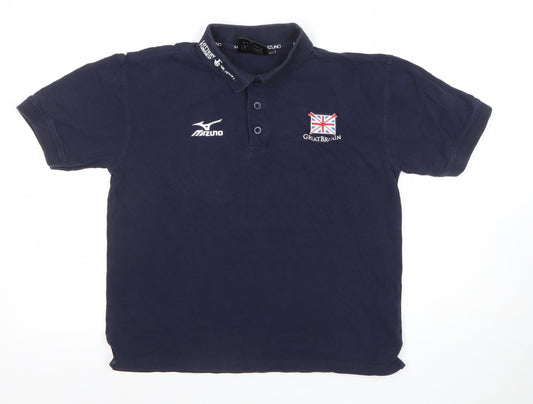 Mizuno Boys Blue Great Britain Polo Shirt 12 Years Sports Style