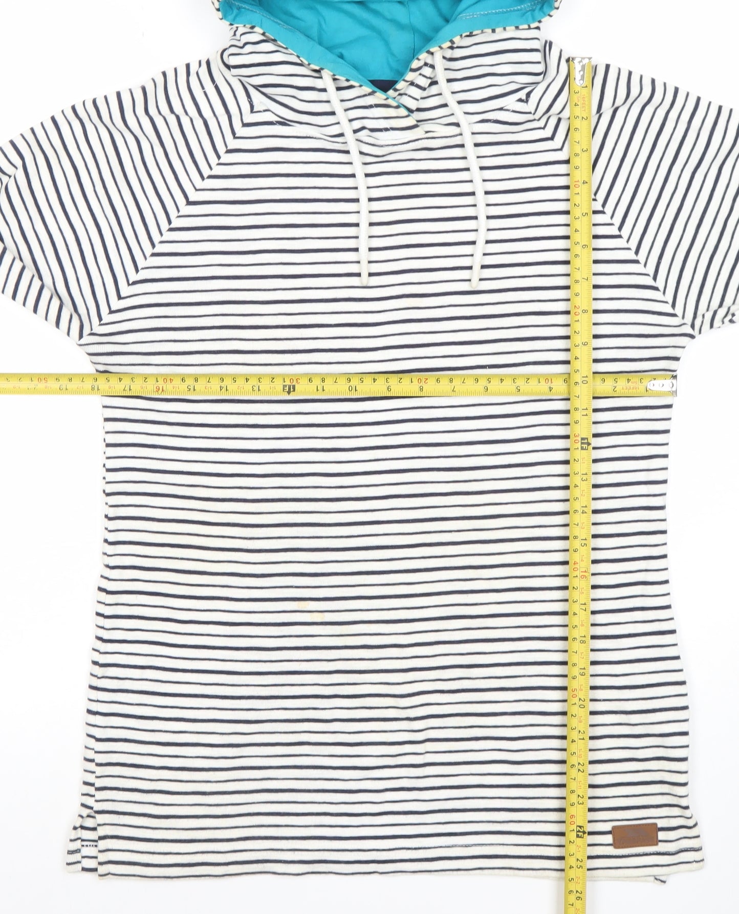 Trespass Women’s White Striped Pullover Hoodie UK 12 Cotton Blend