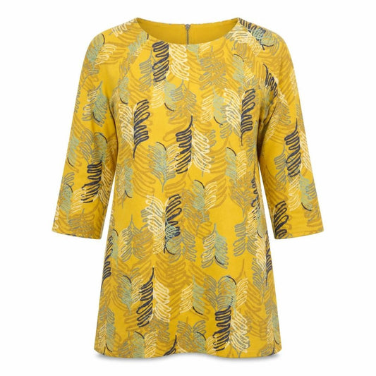 White Stuff Womens Yellow Floral Shift Dress Size 12 3/4 Sleeve