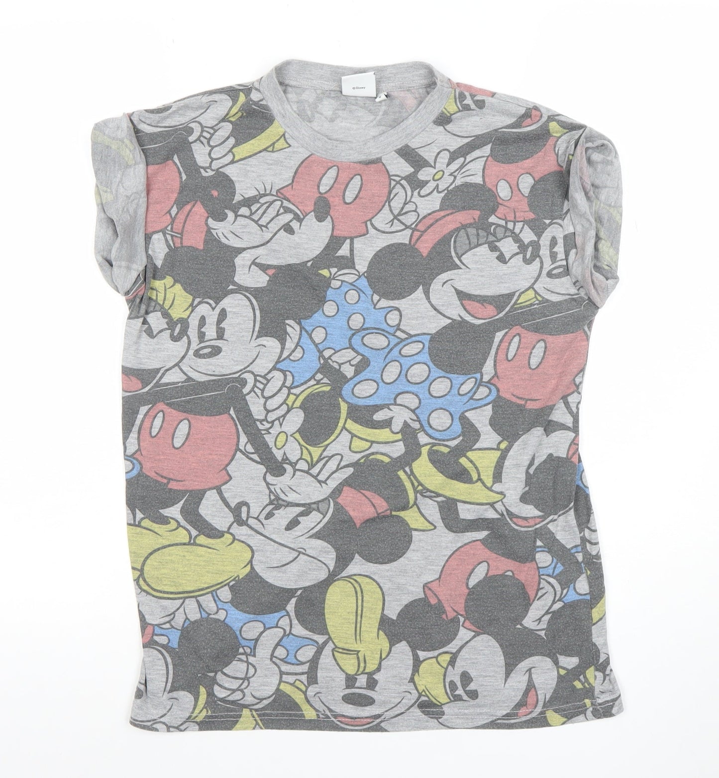 Disney Women’s Grey Mickey & Minnie Mouse Graphic T-Shirt Size S