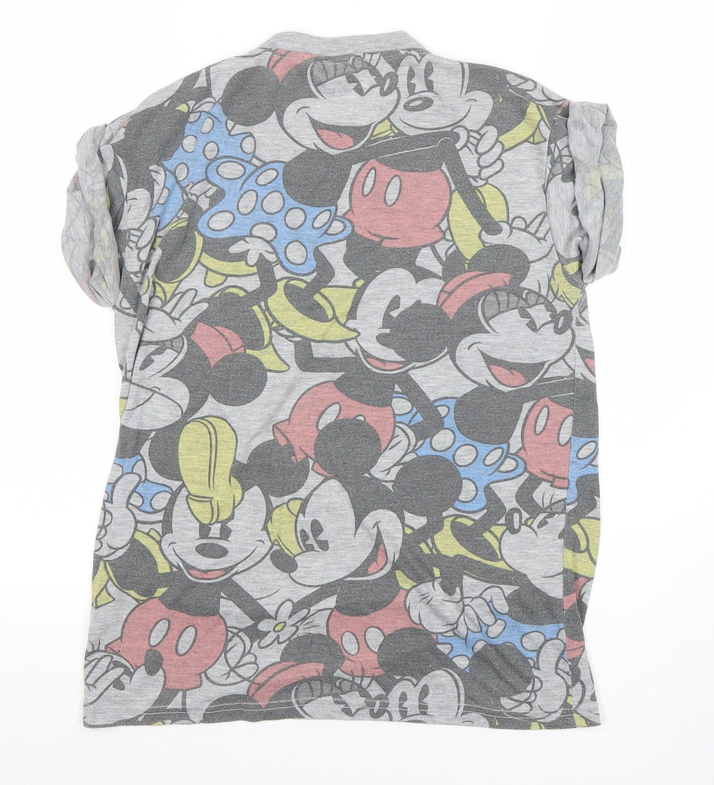 Disney Women’s Grey Mickey & Minnie Mouse Graphic T-Shirt Size S