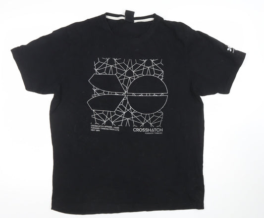 Crosshatch Mens Black Graphic Print Crew Neck T-Shirt L