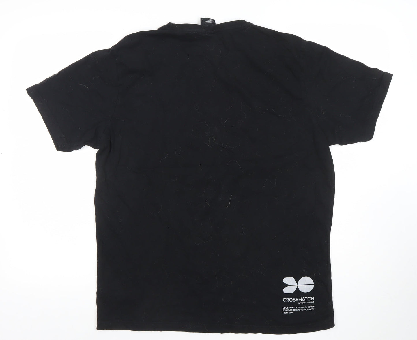 Crosshatch Mens Black Graphic Print Crew Neck T-Shirt L
