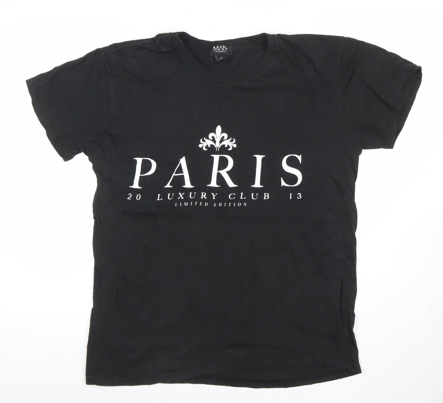 boohooMAN Men's Black Paris Luxury Club Graphic T-Shirt Size M