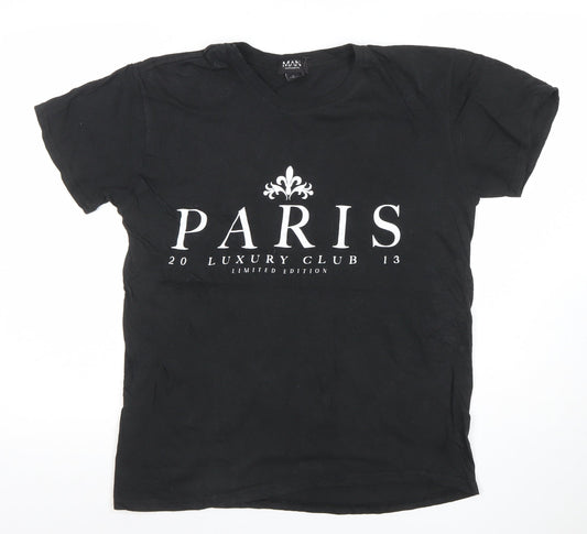 boohooMAN Men's Black Paris Luxury Club Graphic T-Shirt Size M