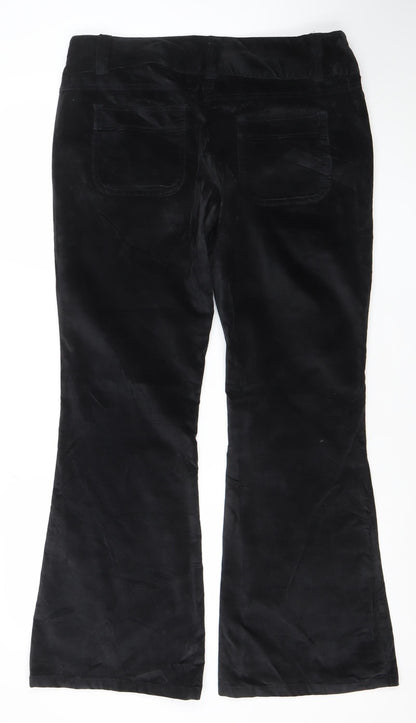Bourne Women's Black Cotton Blend Flared Trousers Size 14