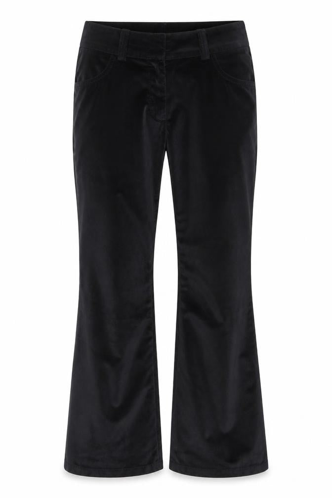 Bourne Women's Black Cotton Blend Flared Trousers Size 14