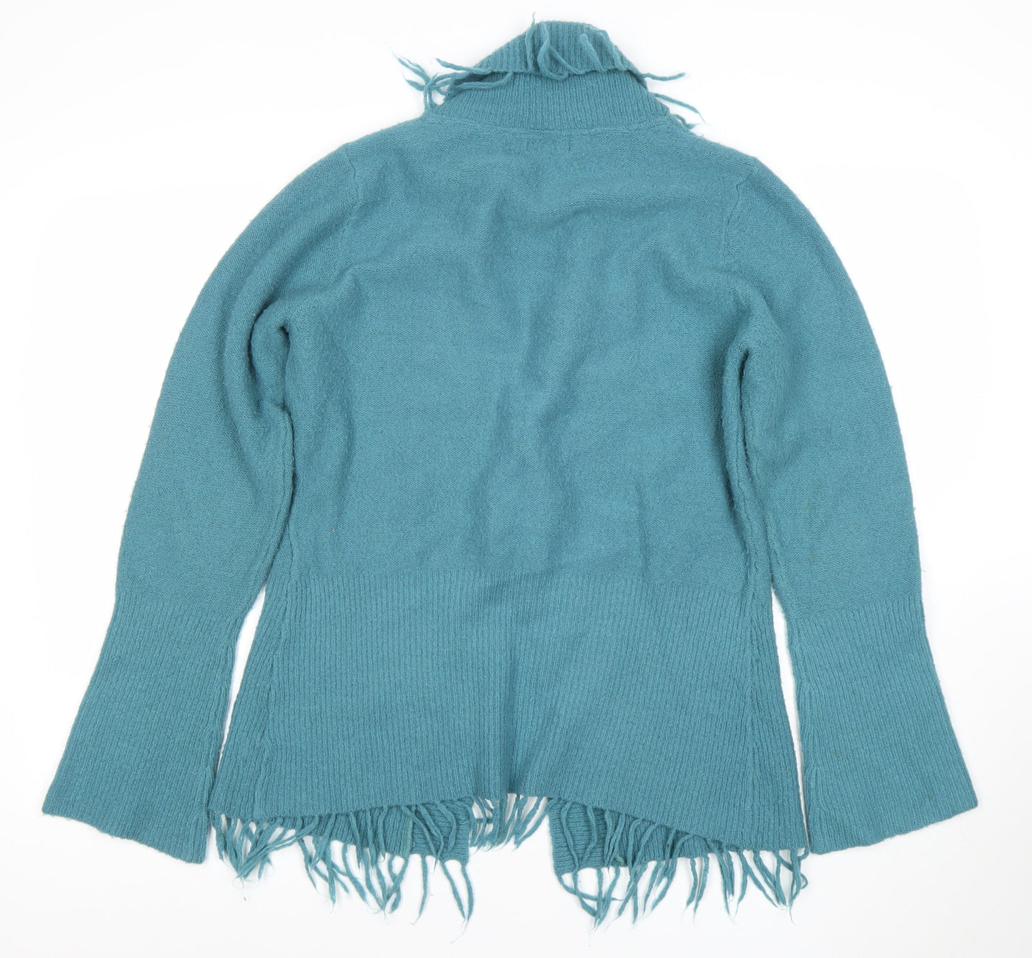 Soan Women's Blue Size 14 Fringe Knit Cardigan Jumper