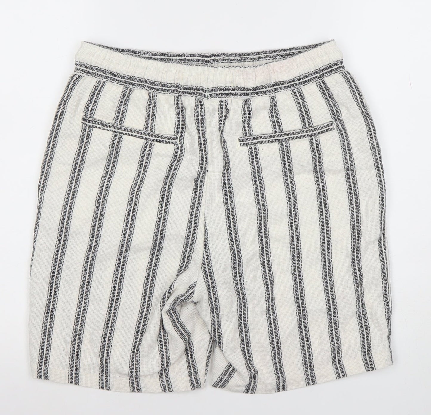 Denim Co. Men's White Striped Bermuda Relaxed Shorts Size S