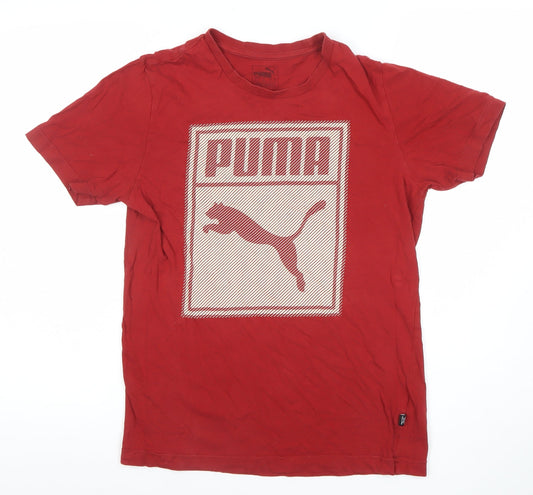 Puma Men's Red Graphic Logo Crew Neck Short Sleeve T-Shirt Size S