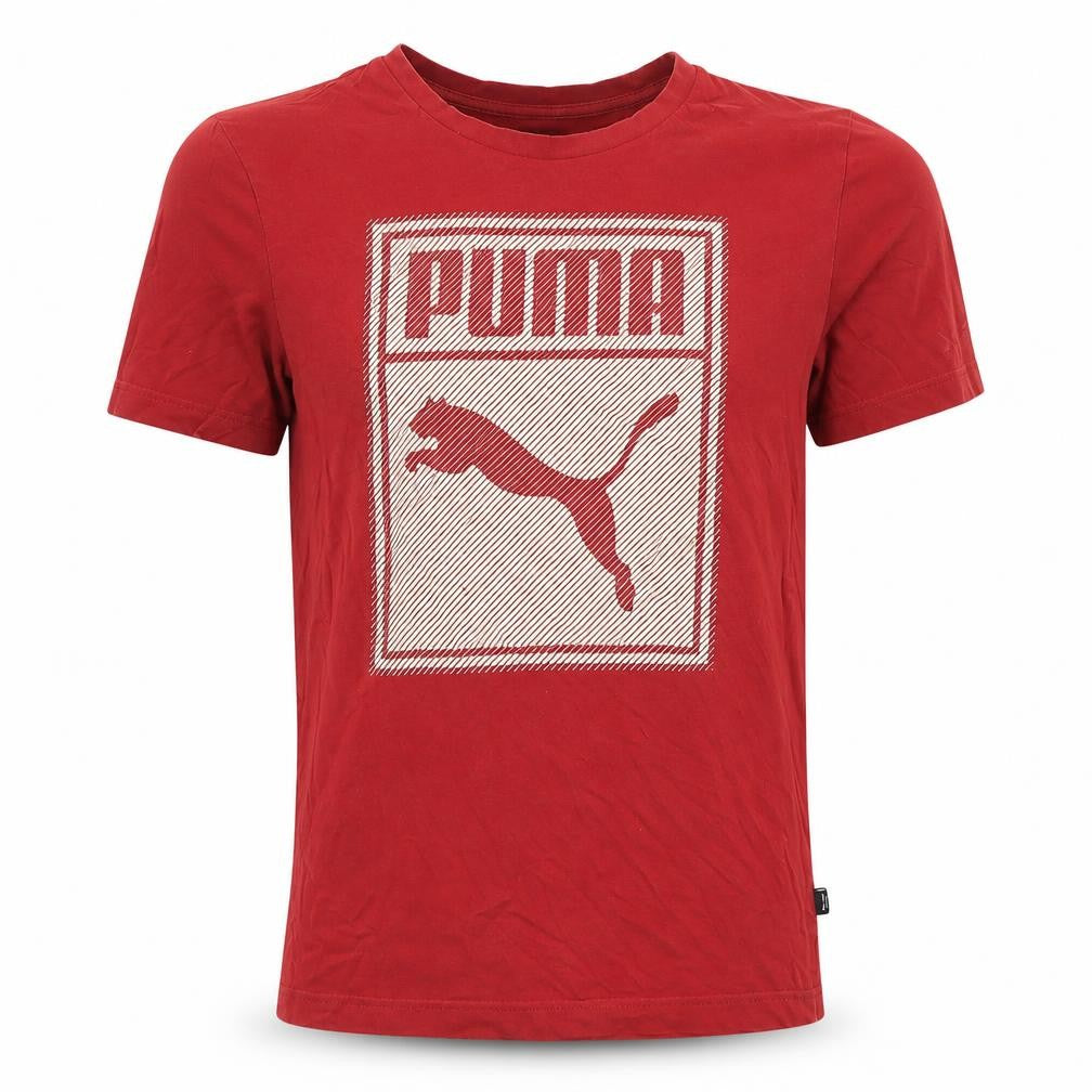 Puma Men's Red Graphic Logo Crew Neck Short Sleeve T-Shirt Size S