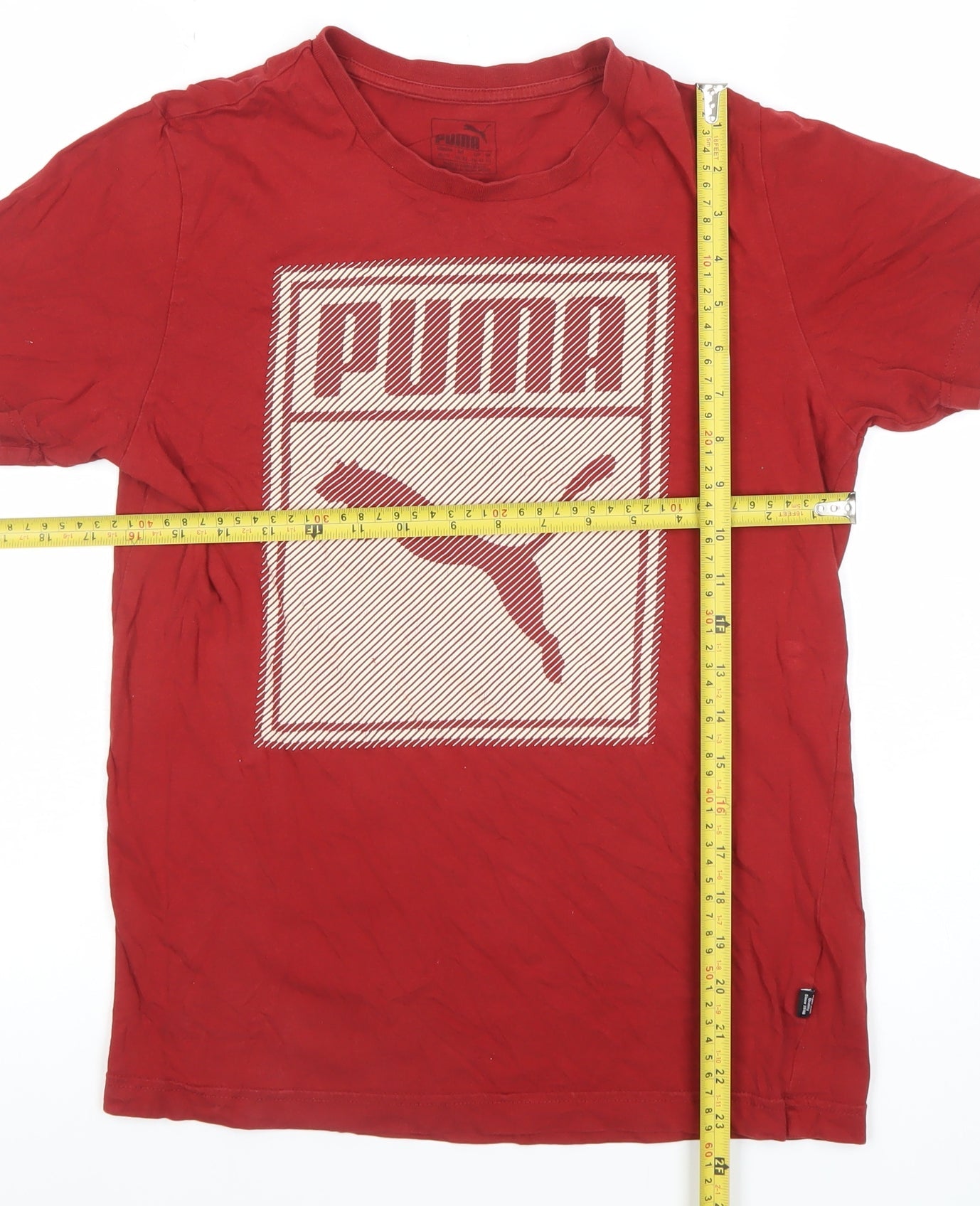 Puma Men's Red Graphic Logo Crew Neck Short Sleeve T-Shirt Size S