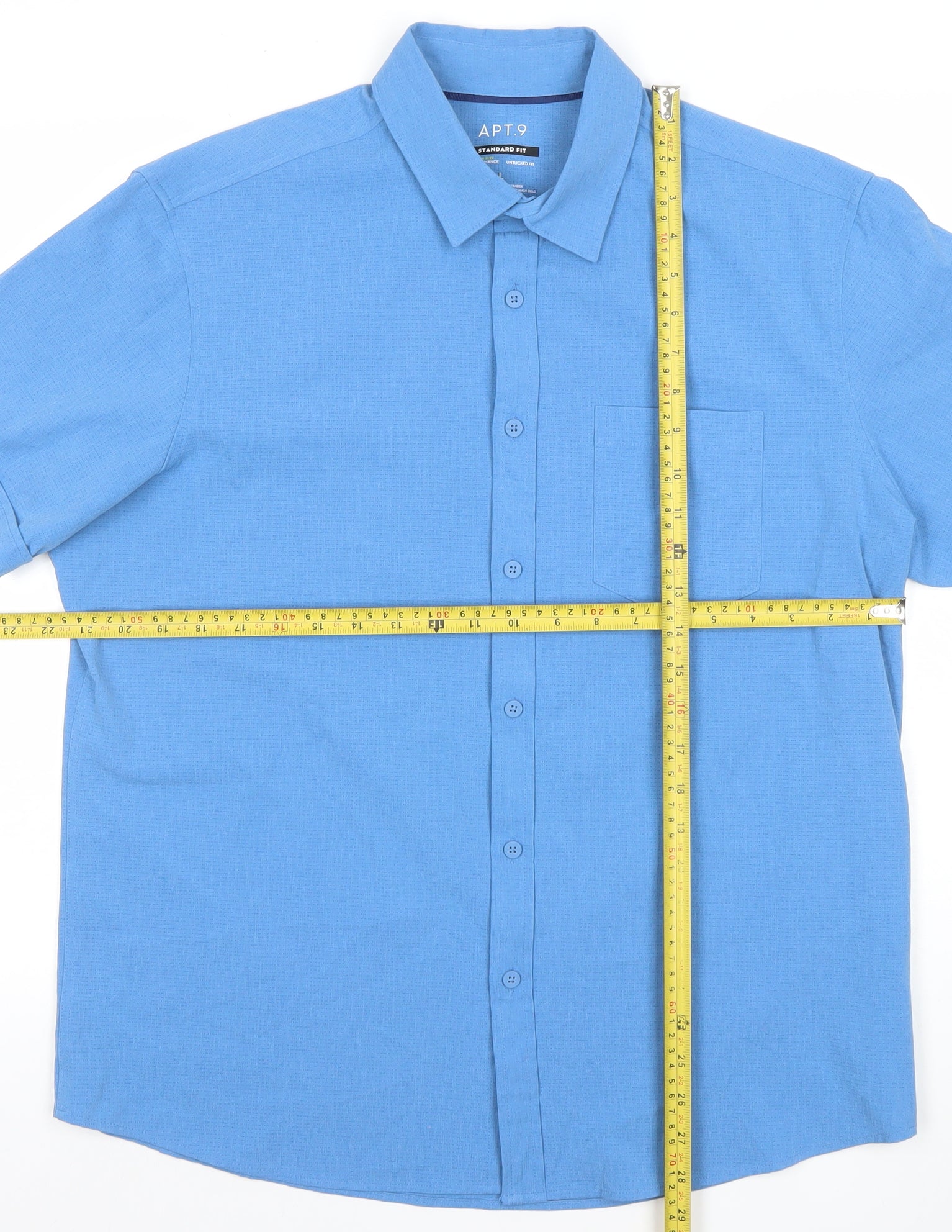 apt 9 mens dress shirts APT.9 Mens Blue Standard Fit Short Sleeve Polo Shirt Size L – Prewornwholesale