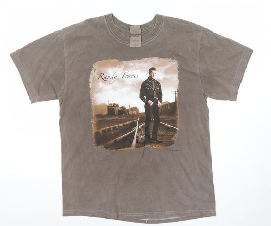 Gildan Men's Brown Randy Travis Graphic T-Shirt Size M Vintage Country Style