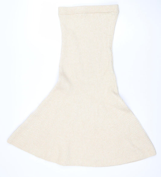 H&M Women Beige Knit A-Line Midi Skirt XS
