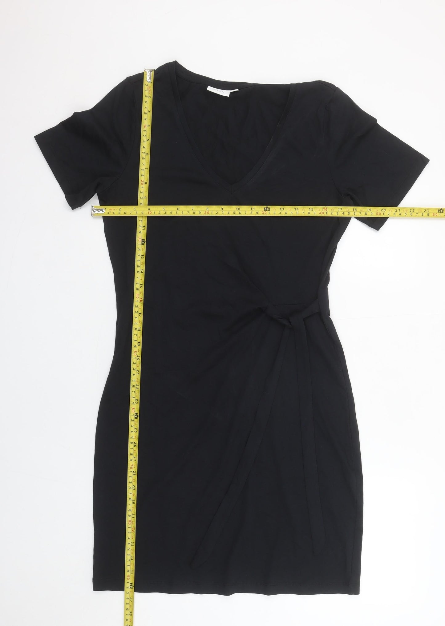 VILA Women’s Black Short Sleeve Wrap Dress Size S