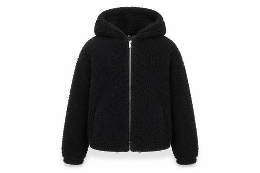 New Look Petite Women's Black Hooded Fleece Zip Jacket Size 8