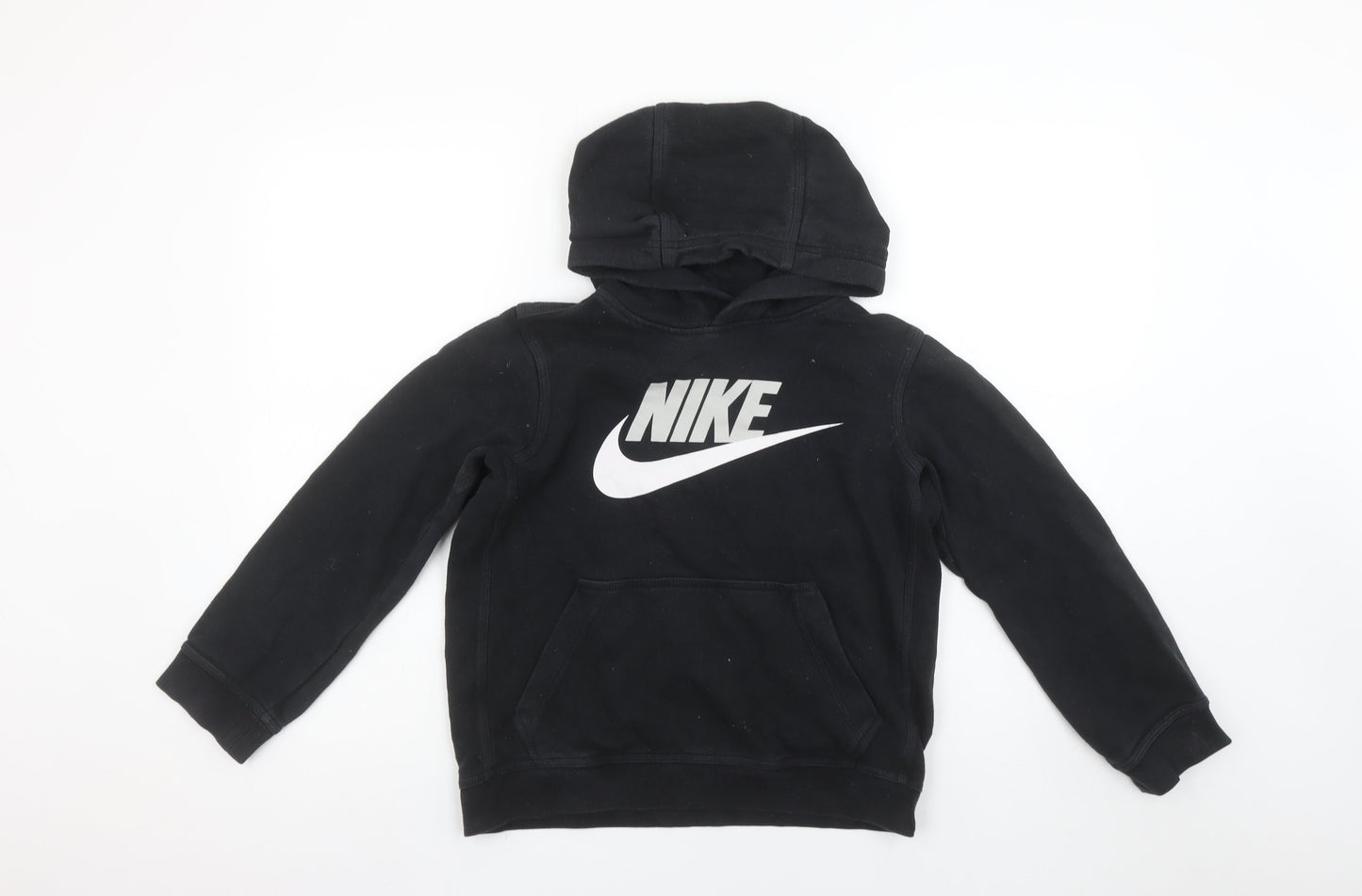 Nike Boys Black Pullover Hoodie Medium 100% Cotton Logo Sweatshirt