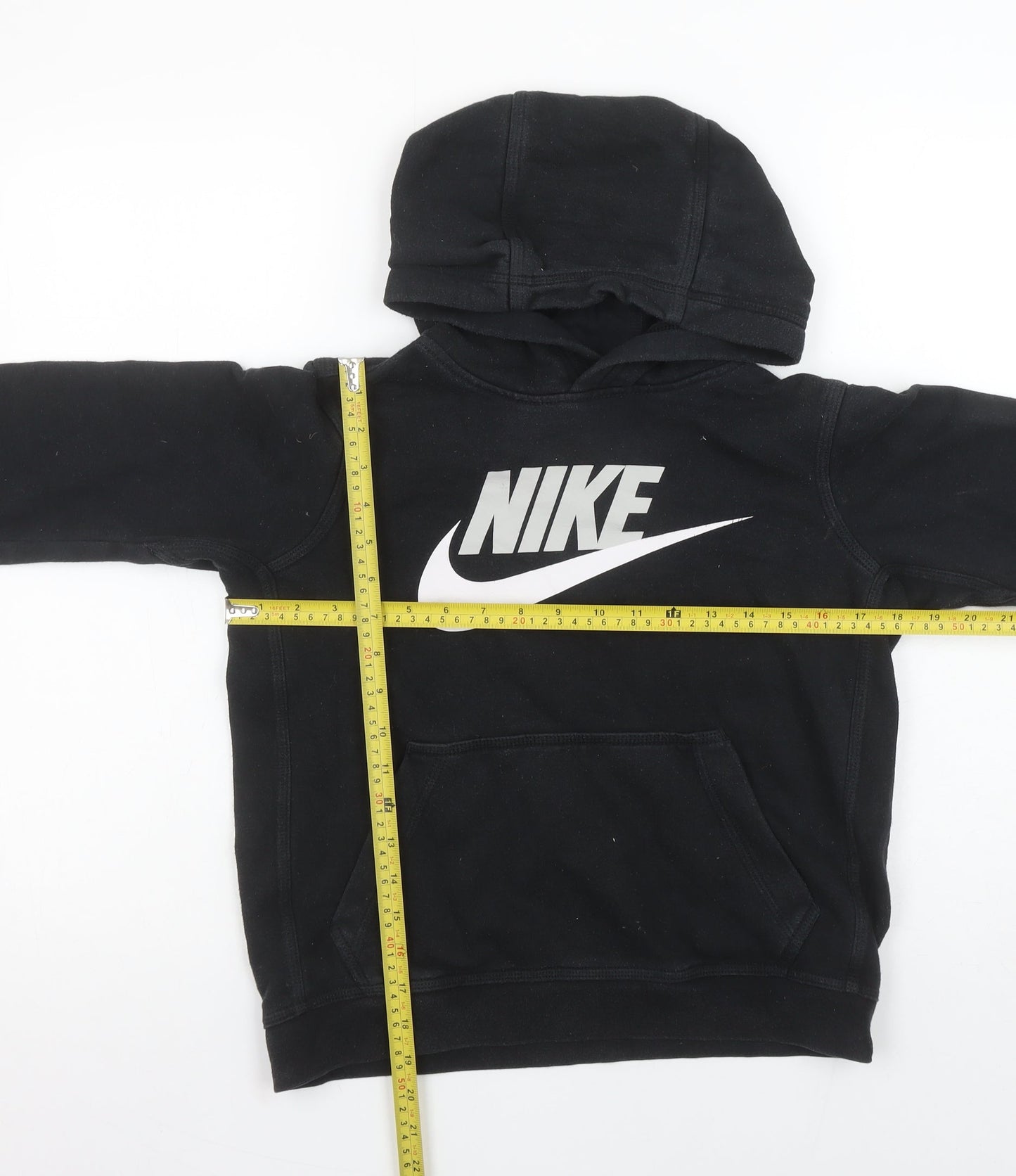 Nike Boys Black Pullover Hoodie Medium 100% Cotton Logo Sweatshirt