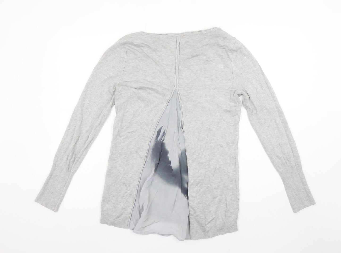 Mint Velvet Women’s Grey Cotton Modal Long Sleeve Boat Neck Jumper Size 10