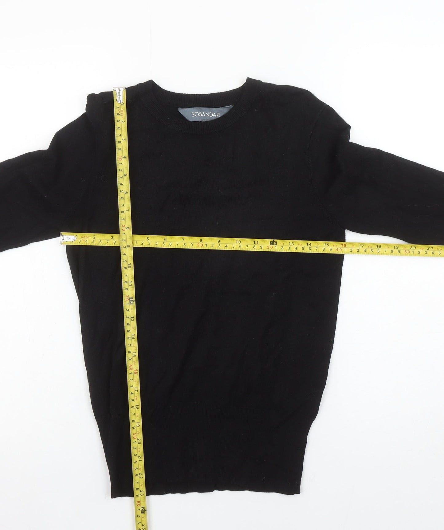 Sosandar Women's Black Size 10 Crew Neck Long Sleeve Pullover Jumper
