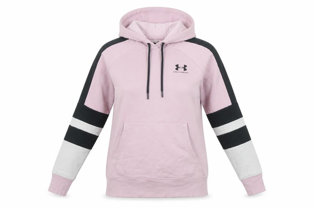 Under Armour Womens Pink XS Pullover Hoodie Colourblock Cotton Blend