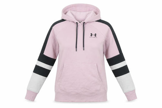 Under Armour Womens Pink XS Pullover Hoodie Colourblock Cotton Blend