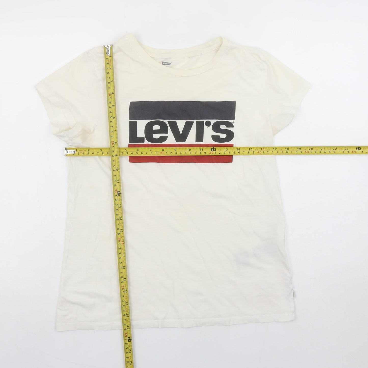 Levi's Women's Ivory Logo Print Cotton Short Sleeve T-Shirt Size M