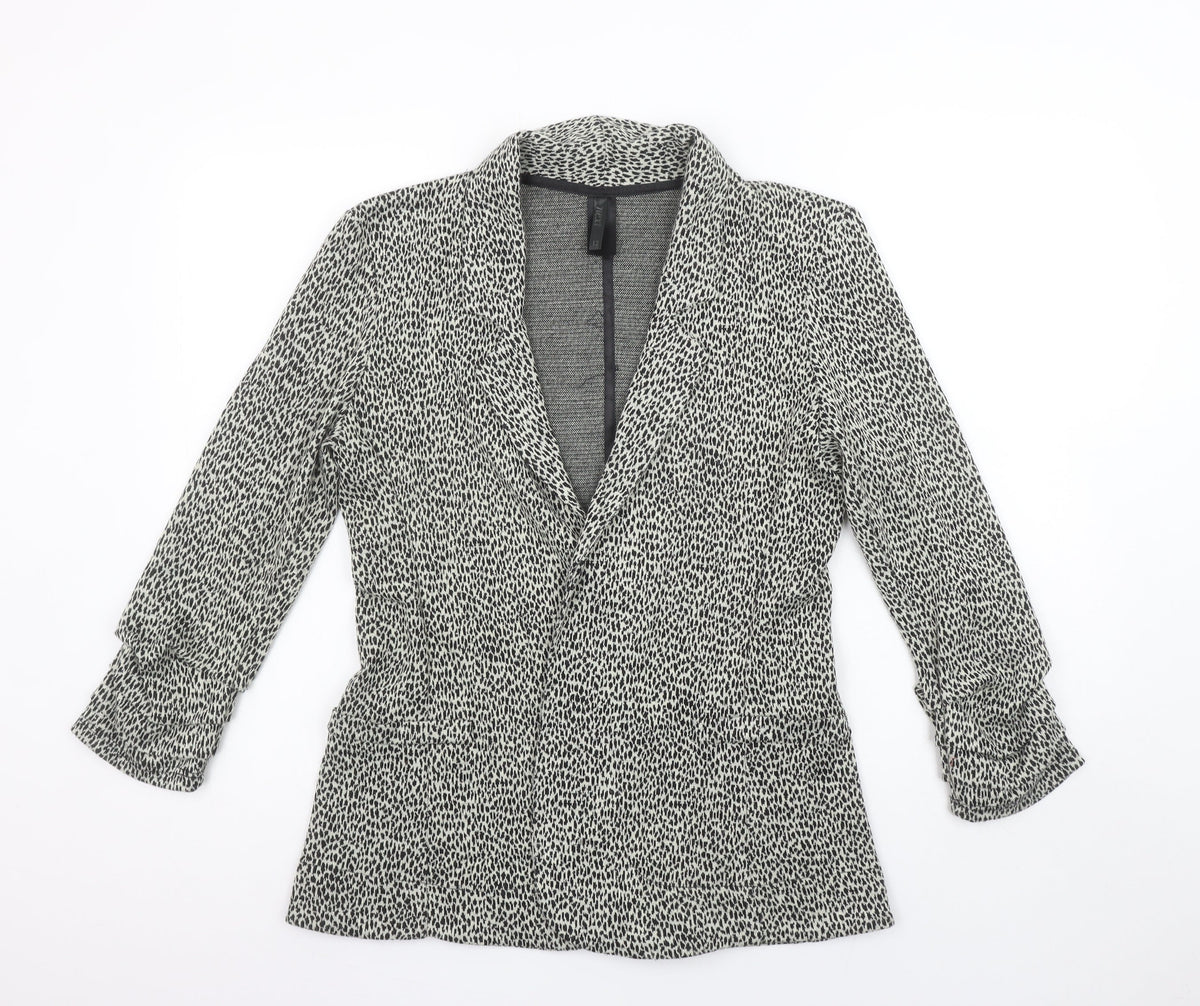 Next Women Grey Animal Print Single-Breasted Suit Jacket Size 12