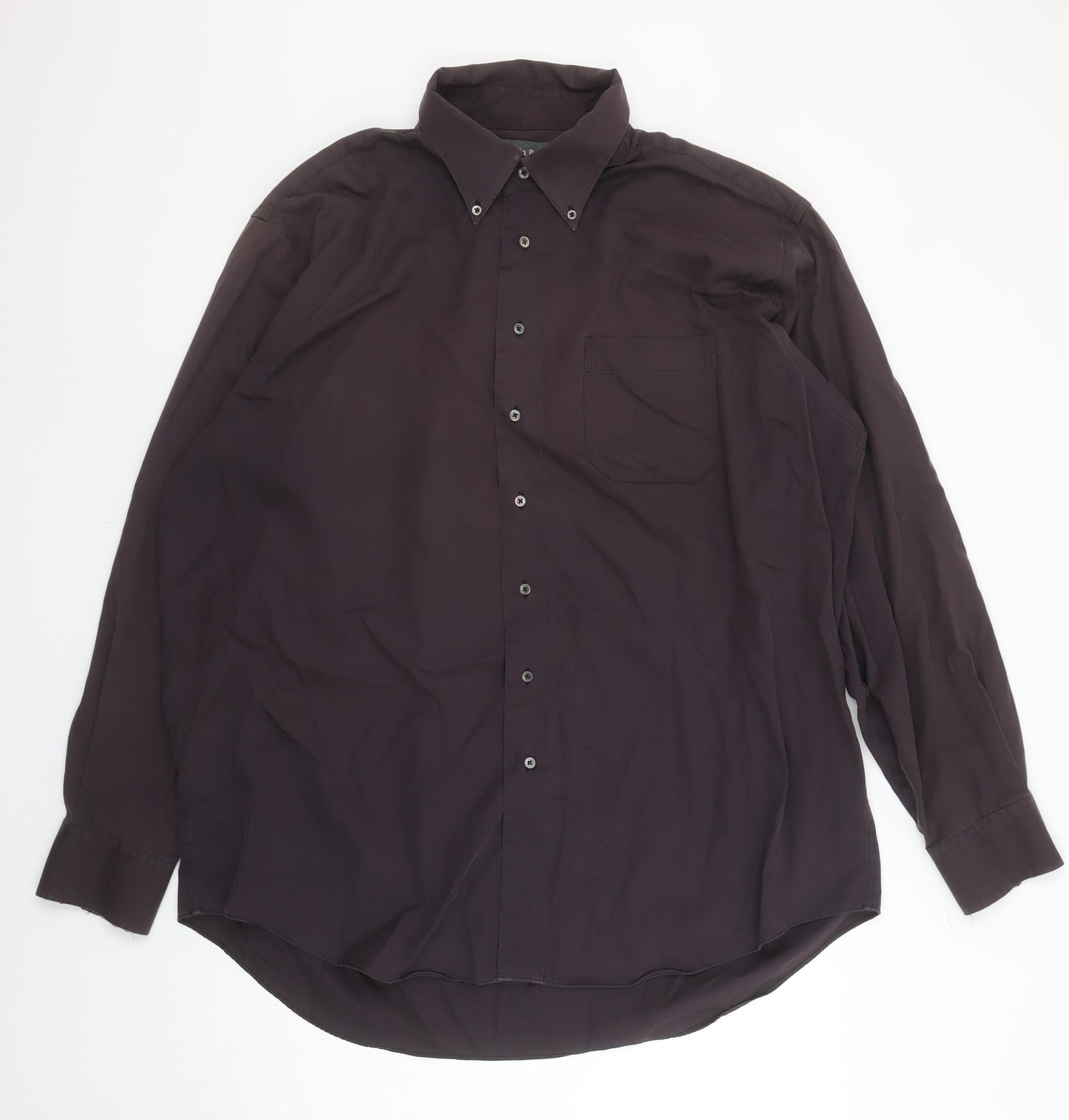 Austin Reed Men's Brown Non-Iron Cotton Button-Up Shirt 17.5in