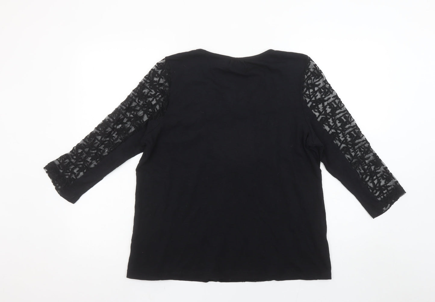 M&Co Women’s Black Lace 3/4 Sleeve Tunic Blouse Size 12